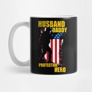 Husband Daddy Protector Hero, american flag. Mug